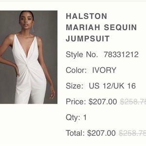 NWT WHITE Mariah Sequin Jumpsuit by Halston